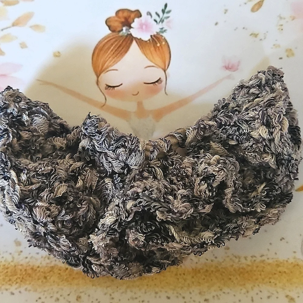Handmade Tutu-Inspired Ballerina Knit Scrunchie Crochet gray New Hair Accessory